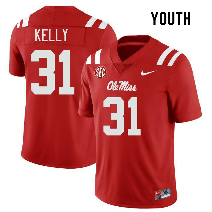 Youth #31 Torian Kelly Ole Miss Rebels College Football Jerseys Stitched Sale-Red